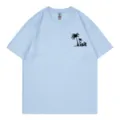 Light blue short sleeve t-shirt with chest palm tree graphic casual summer top for women. - S / Tops / Light Blue 317