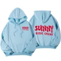 Light blue hooded sweatshirt for women, dropped shoulder design with letter print. - S / Top And Bottom / Light Blue