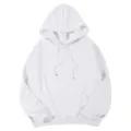 Sweat à capuche uni blanc unisexe coupe décontractée, vêtement basique confortable au quotidien. - S / Hauts / Blanc