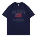 Classic navy blue crew neck short sleeve t-shirt with patriotic slogan graphic print. - XL / Tops / Navy Blue