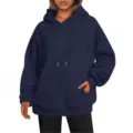 Sweat à capuche oversize bleu marine uni pour hommes et femmes, sweat à manches longues. - S / Hauts / Bleu marine