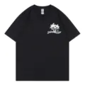 Casual black short-sleeve t-shirt for women with trendy palm tree graphic and comfortable crewneck design. - S / Tops / Black