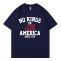 Zomerse dames casual ronde hals korte mouw T-shirt met Amerikaanse historische opdruk. - S / Tops / Marineblauw
