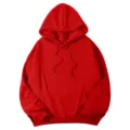 Sweat à capuche uni rouge simple avec cordon et poche, style streetwear décontracté. - S / Hauts / Rouge