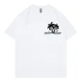 Casual white short sleeve t-shirt with tropical palm tree chest print for women summer fashion. - S / Tops / White