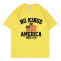 Vrouwen casual ronde hals korte mouw t-shirt geel met patriottische print variant. - S / Tops / Geel