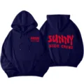 Sudadera con capucha azul marino con estampado de letras rojas, estilo urbano Y2k. - S / Top Y Pantalón / Azul marino
