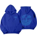 Sweat à capuche bleu imprimé océan pour femme, variante sweat-shirt manches longues - Bleu