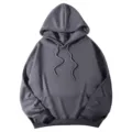 Sweat à capuche uni gris foncé à manches tombantes avec cordon et poche kangourou style - S / Hauts / Gris foncé