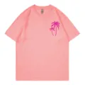 Rosa Hawaii Palmen Print Kurzarm Rundhalsausschnitt Damen T-Shirt Sommer Casual Top - S / Oberteile / Rosa