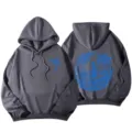 Sweat à capuche gris foncé avec imprimé plage, pull à manches longues décontracté femme. - Gris foncé