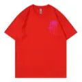 Rotes Kurzarm T-Shirt Lässiger Sommer Strand Palme Grafik Druck Top Für Damen - S / Oberteile / Rot