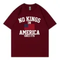 Casual bordeauxrode dames T-shirt met ronde hals en patriottische Amerikaanse opdruk. - S / Tops / Bordeauxrood