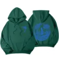 Sweat-shirt à capuche pour femmes manches longues imprimé plage ample XS à 5XL - Vert Foncé