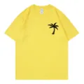 Yellow short sleeve t-shirt with palm tree graphic, casual crewneck summer top for women. - S / Tops / Yellow