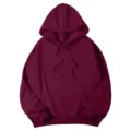 Sweat-shirt à capuche uni bordeaux, coupe ample décontractée pour un style tendance. - S / Hauts / Bordeaux