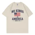Casual vintage letter printed short sleeve t-shirt for men and women, comfortable cotton. - S / Tops / Beige