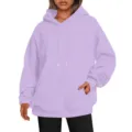 Sweatshirt à capuche uni oversize à épaules tombantes, pull décontracté unisexe et doux. - S / Hauts / Lavande