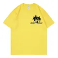 Yellow casual short sleeve women t-shirt with palm tree graphic and crewneck design for summer. - S / Tops / Yellow (317)