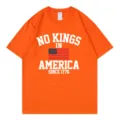 Zomer casual feloranje dames ronde hals korte mouw grafisch t-shirt met Amerikaanse vlag. - S / Tops / Oranje