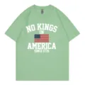 Lichtgroen casual t-shirt met korte mouwen voor dames met Amerikaanse slogan opdruk. - S / Tops / Bonengroen