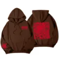Brown Y2K turtle graphic hoodie for women, drop shoulder long sleeve hooded sweatshirt. - S / Top And Bottom / Coffee