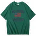 Casual dark green short sleeve t-shirt with classic slogan print for summer daily wear. - S / Tops / Dark Green