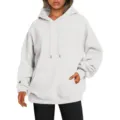 Sweat shirt à capuche oversize blanc uni coupe ample style unisexe variante de mode - S / Hauts / Blanc Grisâtre
