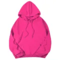 Sweat à Capuche Unisexe Couleur Unie Oversize Épaules Tombantes Rose Vif Modèle Unique - S / Hauts / Rose rouge