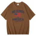 Classic brown short sleeve t-shirt featuring American patriotic print for daily casual wear. - S / Tops / Coffee
