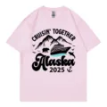 Rosa Alaska Kreuzfahrt 2025 T-Shirt Kurzarm Freizeit Top für Herren Damen Sommerkleidung - S / Oberteile / Rosa (317)