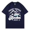Classic navy blue short sleeve t-shirt featuring a stylish scenic Alaska cruise graphic design. - S / Tops / Navy Blue (317)