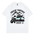 Men women fashion short sleeve white t-shirt with Alaska cruise travel graphic print top casual - S / Tops / White