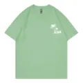 Casual loose short-sleeve green t-shirt for women featuring a stylish palm tree print. - S / Tops / Bean Green