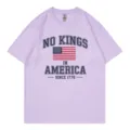Casual purple short sleeve t-shirt with vintage American patriotic graphic print for daily wear. - S / Tops / Pale Lavender