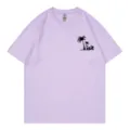 Casual purple short sleeve t-shirt for women with cute palm tree graphic and classic crew neck. - S / Tops / Lavender