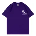 Purple short sleeve t-shirt featuring a cool palm tree graphic and comfortable crew neck design. - S / Tops / Purple