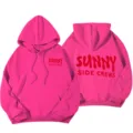 Hot pink drop shoulder fleece hoodie with graphic print y2k streetwear casual sweatshirt - S / Top And Bottom / Rose Red