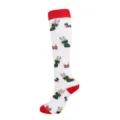 Kniehohe Weihnachts-Kompressionssocke mit festlichen Rentier- und Baummustern - Weihnachtssocke