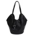 Grand sac cabas vintage en similicuir noir doté de longues bandoulières élégantes - 44cm x 19cm x 26cm / Noir