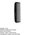 Pettine a denti larghi in acetato nero tartarugato antistatico portatile per capelli - 9.8cm / Nero