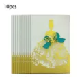 Elegant set of 10 gold laser-cut wedding invitations with a princess dress design - 10 Pieces Pack / Princess Gold Invitation
