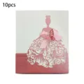 Set of 10 pink laser-cut princess dress wedding invitation cards with pink bow accent - 10 Pieces Pack / Princess Rose Gold Invitation