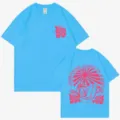 Lässiges Sommer T-Shirt aus Baumwolle mit coolem Surf-Print hinten in leuchtendem Blau für Herren. - S / Oberteile / Blau