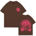 Sommer Baumwoll T-Shirt für Damen und Herren, Rundhals Kurzarm mit coolem Surf Wellen Print. - S / Oberteile / Kaffeebraun