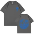 Men Women 200g Cotton T-Shirt Ocean Palm Print Casual Couple Tee Fashion Summer Top - Dark Gray