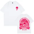 Camiseta gráfica unisex de algodón 200g estampado de palmera ola top casual de verano - S / Tops / Blanco