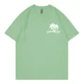 Casual light green short sleeve t-shirt with palm tree graphic and crew neck for summer daily wear. - S / Tops / Bean Green