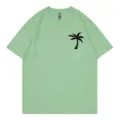 Green short sleeve t-shirt for women, casual round neck summer top with palm tree print. - S / Tops / Bean Green