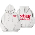 White Hoodie Y2K Oversized Pullover Sweatshirt with Red Letter Print Drop Shoulder - S / Top And Bottom / Grayish White